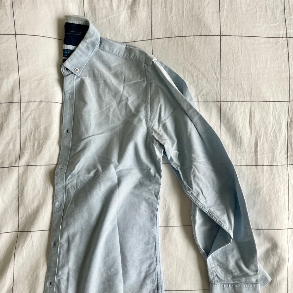 Zara Man Blue Slim Fit Button Up Shirt Size M - Picture 3 of 4